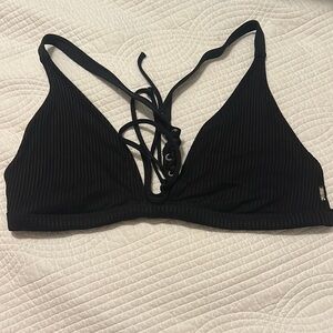 Victoria Secret(Pink)black ribbed material bathing suit top w/ adjustable straps